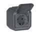 Legrand Elektrische fietscontactdoos 16 A met aardingscontact aan de zijkant, Plexo, waterdicht IP55, oppervlaktemontage, antraciet, 069784LE