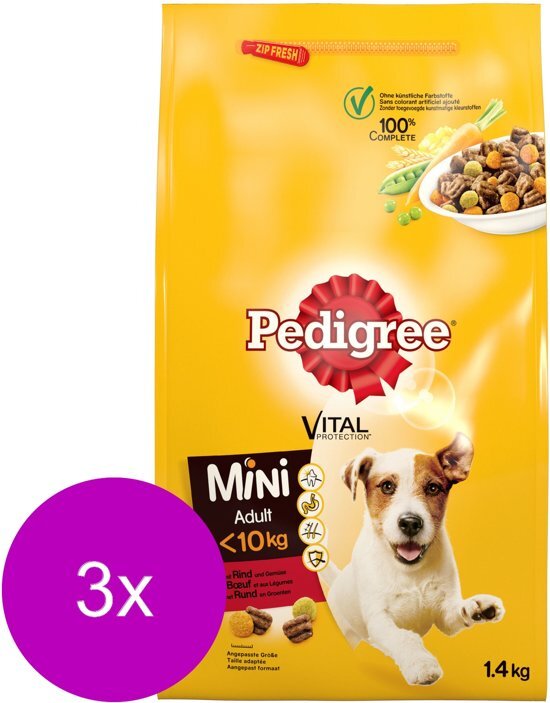 PEDIGREE Adult Mini Menu Rund - Hondenvoer - 3 x 1.4 kg