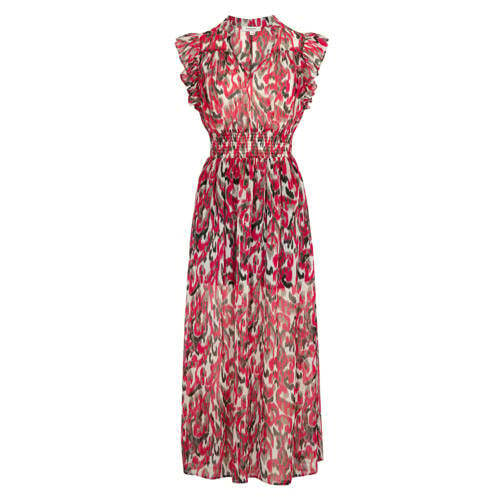 Morgan Morgan semi-transparante maxi jurk met all over print en glitters roze/ ecru