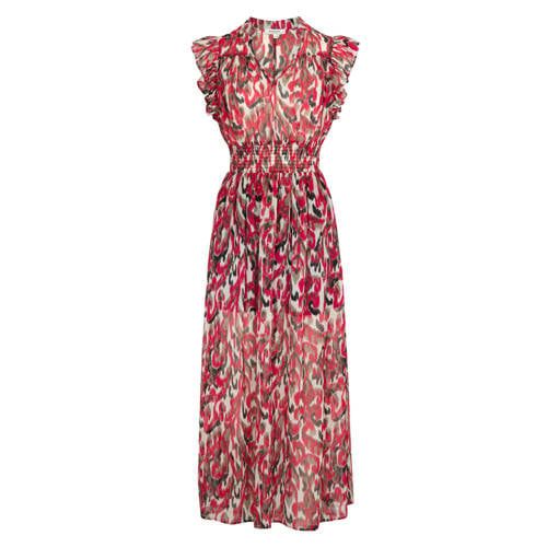 Morgan Semi-Transparent Maxi Dress with All-Over Print and Glitter - Pink/Ecru