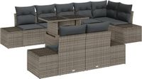 vidaXL Tuinbank Set 9-delig Grijs Polyrattan