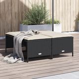 vidaXL Tuinkrukken met kussens 4 st poly rattan zwart