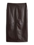 Next - Dames - Petite midi-kokerrok van imitatieleer - Petite - Bruin