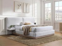 Vente-unique Bed met opbergruimte stof beige 160 x 200 cm