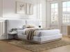 Vente-unique Lit avec rangement tissu beige 160 x 200 cm