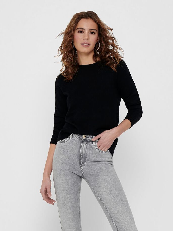 ONLY ONLLESLY Women's Black Pullover Sweater - XS - Round Neck