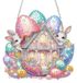 Ornement suspendu en forme d'œuf de Pâques avec un lapin, décoré de strass, avec chaîne, à réaliser soi-même