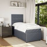 VidaXL Boxspringbed met matras, donkergrijs, fluweel, 120x200 cm
