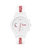 HUGO Analoog multifunctioneel kwartshorloge voor heren, #LIT Multi Collectie met zwarte of witte siliconen armband