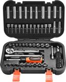 VEVOR 70-delige doppenset, ratelsleutelset, 6,4 mm aandrijving, SAE en metrisch, diep en ondiep, gereedschapsset voor monteurs met bits en accessoires, opbergkoffer, CR-V-gelegeerd staal, voor autoreparatie