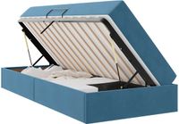 vidaXL Opbergbed met matras, donkerblauw, 90 x 200 cm, fluweel