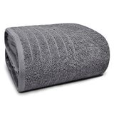 Tens Towels Set van 1 Jumbo badlaken, 100 x 203 cm, extra groot en licht, sneller te drogen, 100% katoen, superzacht en absorberend, perfect om in te wikkelen, donkergrijs