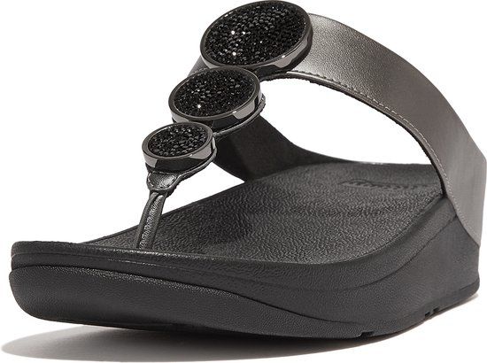 Fitflop Halo Bead-circle Metallic Toe-post Slides Zwart EU 37 - Vrouwen