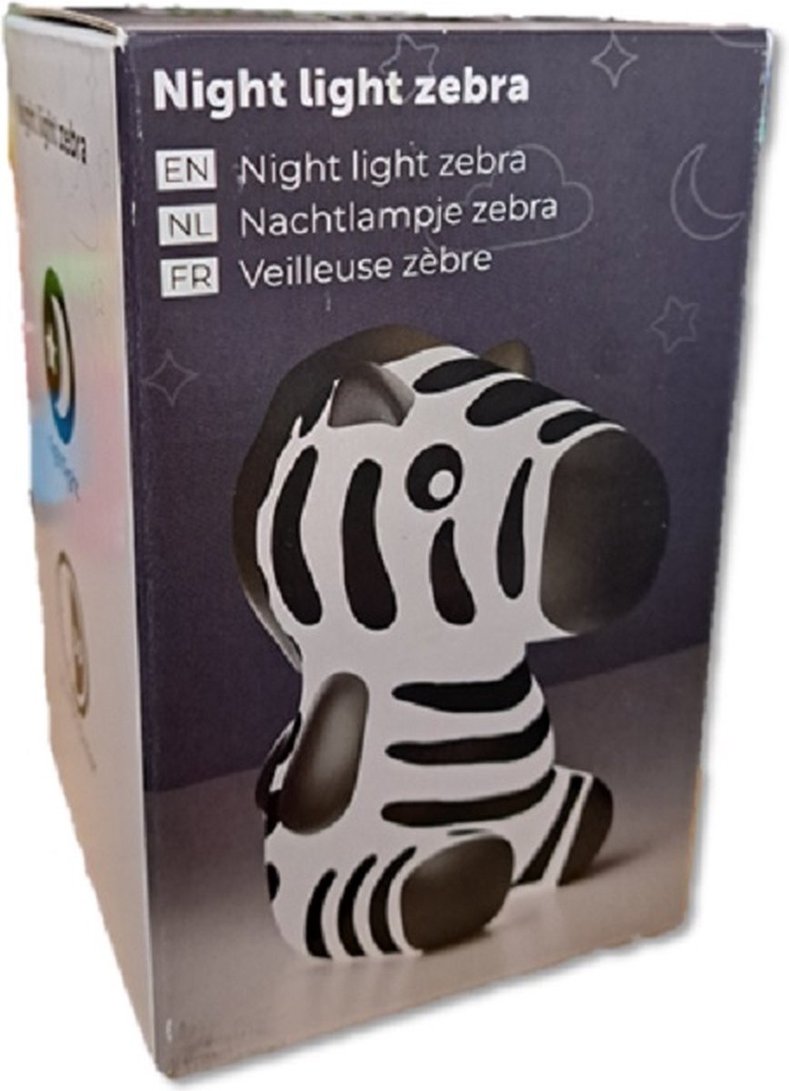 Studio ME® Zebra nachtlamp - 13 x 10.5 x 8 cm - Werkt op batterijen