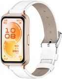 By Qubix Qubix - Leren bandje - Wit (rosé connector) - geschikt voor Huawei Band 11 / 11 pro