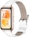 By Qubix Qubix - Leren bandje - Wit (rosé connector) - geschikt voor Huawei Band 11 / 11 pro
