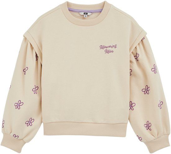 WE Fashion Meisjes sweater met print - Beige - Maat 98/104