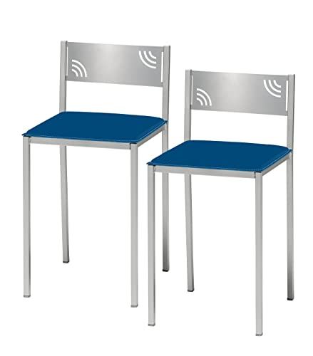 ASTIMESA Keukenkrukken - Kunstleer - Blauw - Zithoogte 45 cm - Set van 2