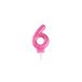 Homéa Glitter Birthday Candle Number 6 H 7.5 cm Pink