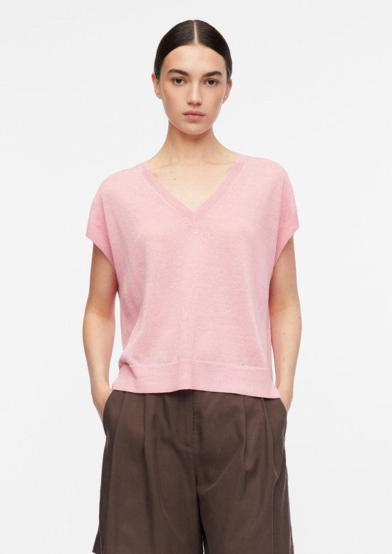 comma Strickpullover V-hals Linnen M Roze