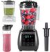 KitchenBrothers 2-in-1 Power Blender - 1600W - BPA-vrij - 2L - Complete Set met Hakmolen en To-go Beker - Smoothie Maker - IJscrusher - Metallic Grijs