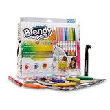 Blendy Pens Famosa BLD02101 Creatieve tas met gradiëntmarkeringen, 14 kleuren met sjablonen en airbrush