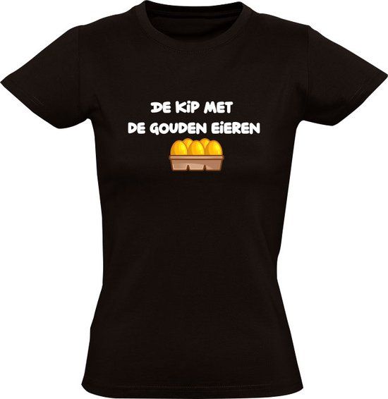 Sol's De kip met de gouden eieren Dames T-shirt Zwart - Katoen - Maat S