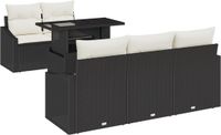 vidaXL Tuinbank Set 6 st Zwart en Crème polyrattan