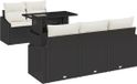vidaXL Tuinbank Set 6 st Zwart en Crème polyrattan