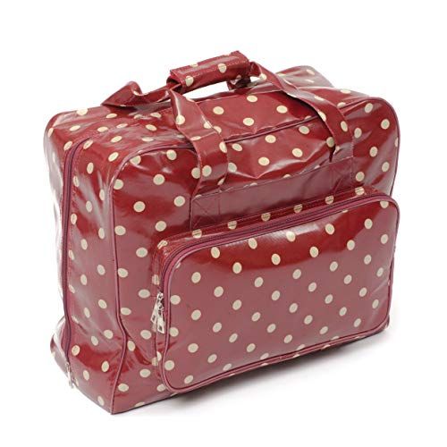 Hobby Gift Exclusieve naaimachinetas, met PVC gevoerde draagtas, extra opbergruimte voor accessoires, 20 x 43 x 37 cm, rode stippen