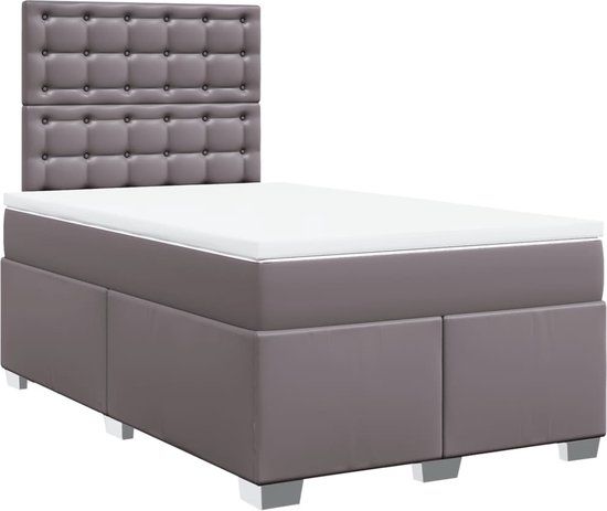 vidaXL Boxspring met matras - kunstleer - grijs - 120x190 cm