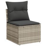 vidaXL 10-delige Loungeset met Kussens, Polyrattan, Lichtgrijs