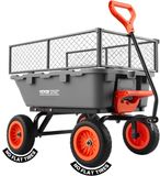 Vevor Tuinkar met Kantelfunctie, 362 Kg Draagvermogen, 270° Draaibare Transportkar voor Tuinieren, Gemaakt van Kunststof en Staal met 10-Inch Kunststof Banden, metalen Hekwerk voor Gazon, Grind en Modder