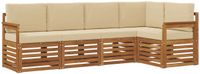 vidaXL Buiten bank set 5 st Natuurlijk en Beige Polyester