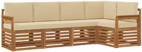 vidaXL Set de canapé d'extérieur 5 pièces Naturel et Beige Polyester