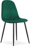LEOBERT Stoel ASTI - Donkergroen, Velvet Zitting, Ergonomische Metalen Poten
