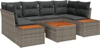 vidaXL Tuinbank Set 7-delig Grijs Polyrattan