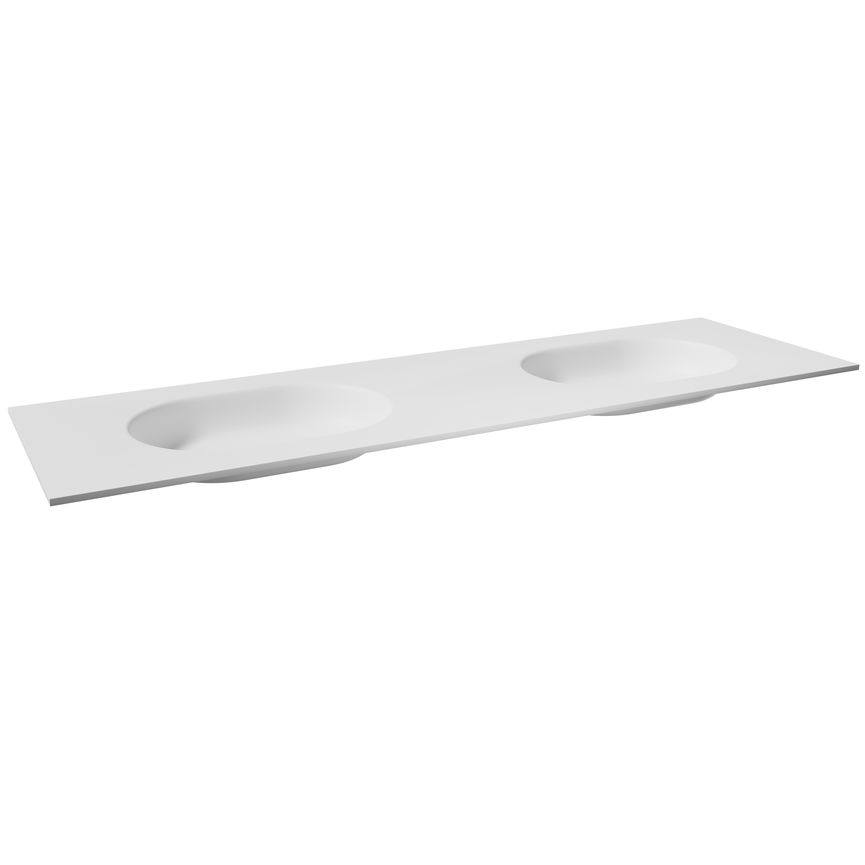 Balmani Tablo Oval dubbele wastafel mat witte Solid Surface 180 x 55,5 cm