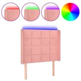 VidaXL Hoofdbord en Voeteind Roze Polyester/Hout 930 mm Breedte