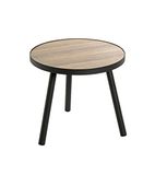 HAKU Bijzettafel rond eiken zwart MDF metaal ronde salontafel - Maat: H 36 cm x Ø 40 cm, Stijl: Modern
