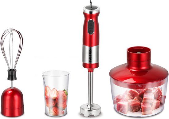 Swiss Pro+ Multifunctionele Staafmixer - Wine Red - 700W - RVS