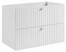 3xE living Armoire de salle de bain avec découpe pour lavabo, 80 cm de large, blanc, poignées en trois couleurs