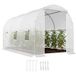 Serre tunnel de jardin 7m², serre de jardin tunnel avec porte et 6 fenêtres, bâche PE 140 g/m² 350 x 200 x 200 cm blanc