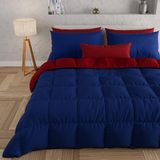 PETTI Artigiani Italiani - Winterdekbed 260x270 cm 2-Persoons Maxi, Warm Dubbelzijdig Dekbed Nachtblauw Bordeaux, Anti-allergisch Microvezel 300g/m², Zacht en Behaaglijk, Made in Italy