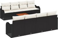 vidaXL - Tuinbank - Set - 8 zitplekken - Zwart en wit - Polyrattan