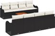 vidaXL - Tuinbank - Set - 8 zitplekken - Zwart en wit - Polyrattan