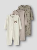 NAME IT Baby Pyjama NBNNIGHTSUIT 3P AOP NOOS Unisex Lange Mouw Gebloemd Vintage Khaki Katoen/Elastaan Maat 56 (3 Stuks)