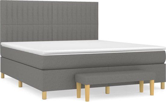 vidaXL Boxspring Bed - 160x200 cm - Donkergrijs - Met Matras