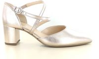 Gabor 81.343 dames platina leren blokhak peeptoe pumps met gesp sluiting