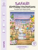 Safari Birthday Invitations to color, cut, fold & invite: 12 Invitations, 12 Envelopes, Planner, Cupcake Toppers, Thank You Cards, AGE 5+